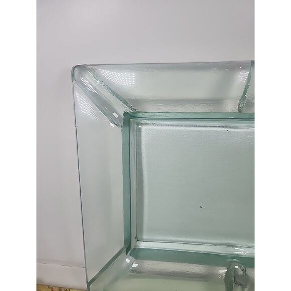 Glass rectangular ashtray-6 channel Blue/green mid century modern 16.25x12.5 - Picture 2 of 6